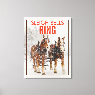 Belgiskt hästteam Sleigh Klockor Ring Canvastryck