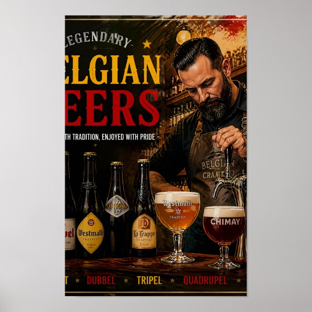 Belgiskt öl-erbjudande och värmeaffisch poster (Framsidan)