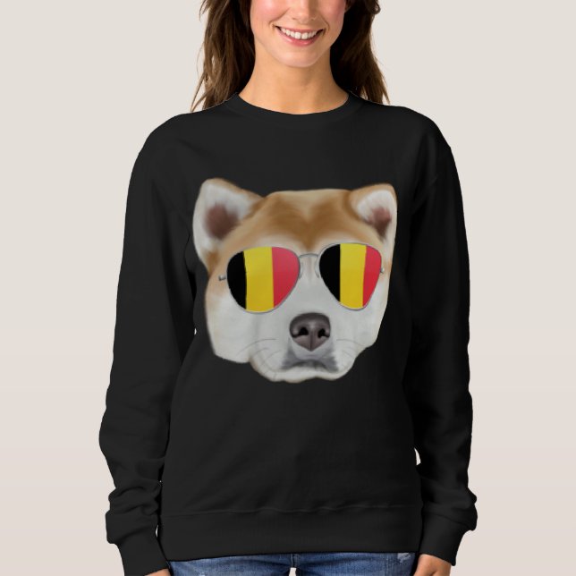 Belgium Flag Akita Dog Belgium Pocket T Shirt (Framsida)