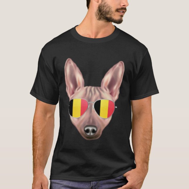 Belgium Flag American Hairless Terrier Dog Belgium T Shirt (Framsida)