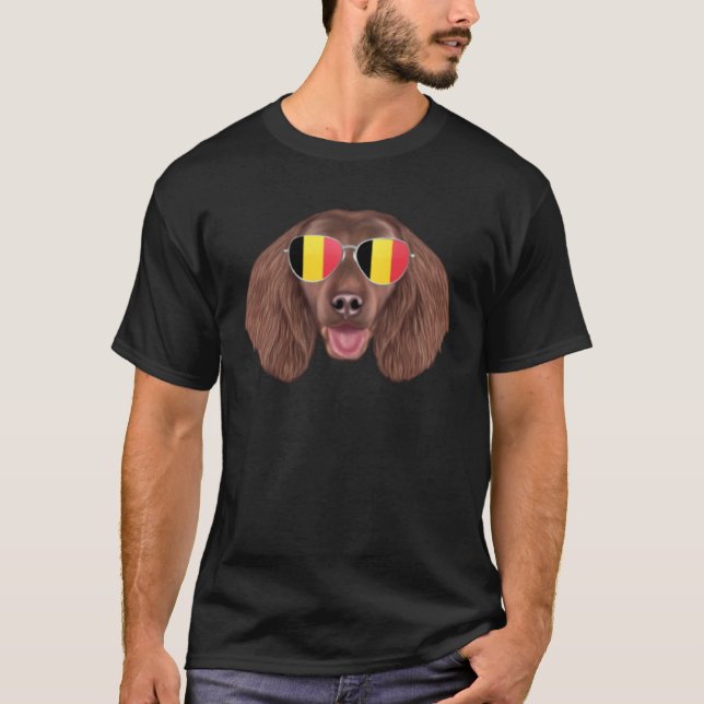 Belgium Flag American Water Spaniel Dog Belgium Po T Shirt (Framsida)