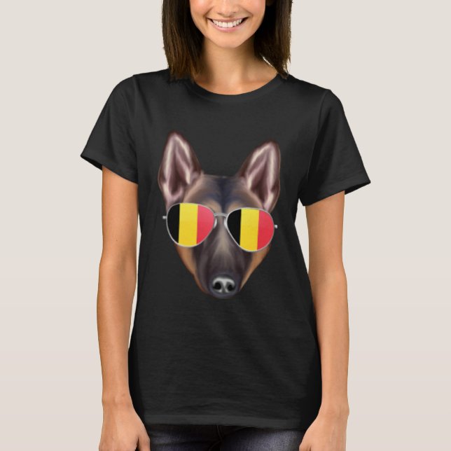 Belgium Flag Belgian Tervuren Dog Belgium Pocket T Shirt (Framsida)