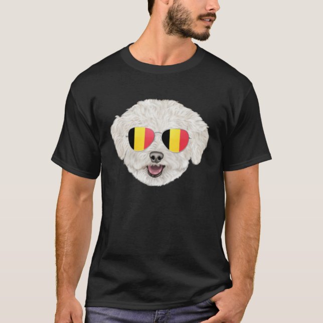 Belgium Flag Bichons Frise Dog Belgium Pocket T Shirt (Framsida)
