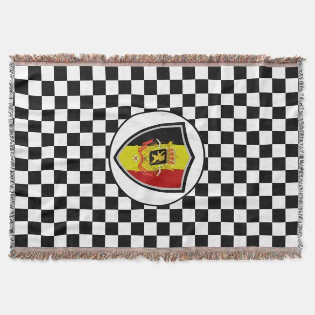 Belgium flag-coat arms throw blanket filt (Framsidan)