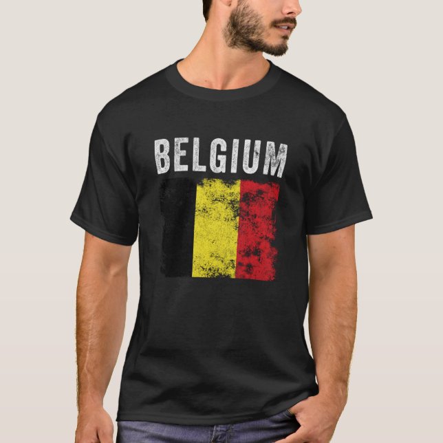 Belgium Flag Distressed Men Women Kids Belgian Fla T Shirt (Framsida)