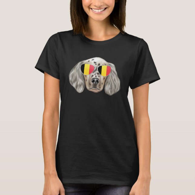 Belgium Flag English Setter Dog Belgium Pocket T Shirt (Framsida)