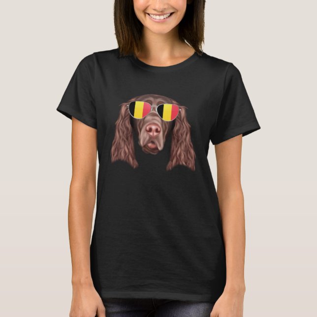 Belgium Flag Field Spaniel Dog Belgium Pocket T Shirt (Framsida)
