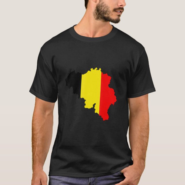 Belgium flag in Belgium outline Belgium T Shirt (Framsida)