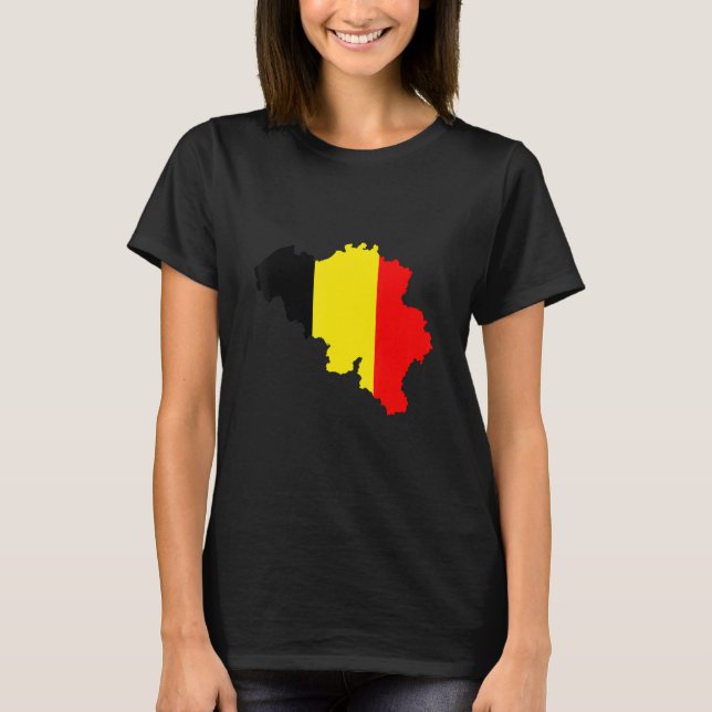 Belgium flag in Belgium outline Belgium T Shirt (Framsida)
