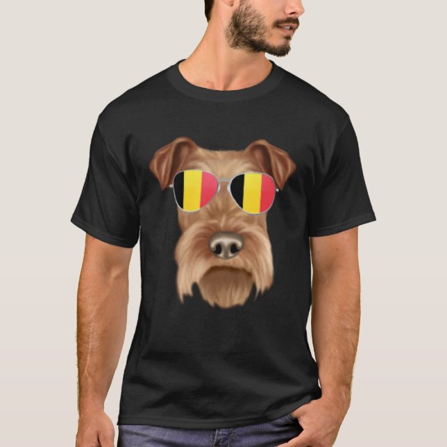 Belgium Flag Irish Terrier Dog Belgium Pocket T Shirt (Framsida)