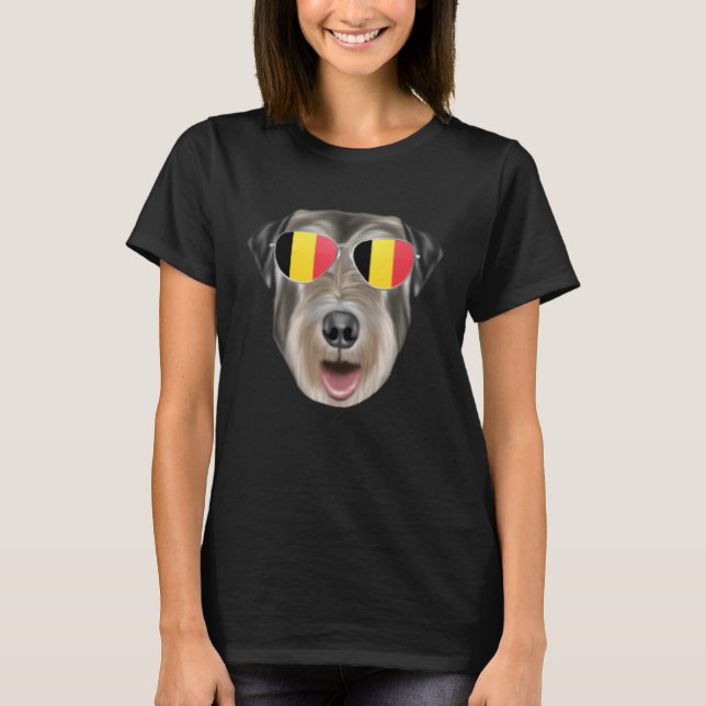 Belgium Flag Irish Wolfhound Dog Belgium Pocket T Shirt (Framsida)