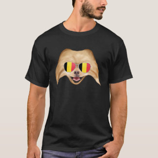 Belgium Flag Pomeranian Dog Belgium Pocket T Shirt