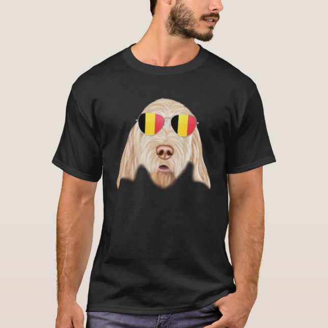 Belgium Flag Spinoni Italiani Dog Belgium Pocket T Shirt (Framsida)