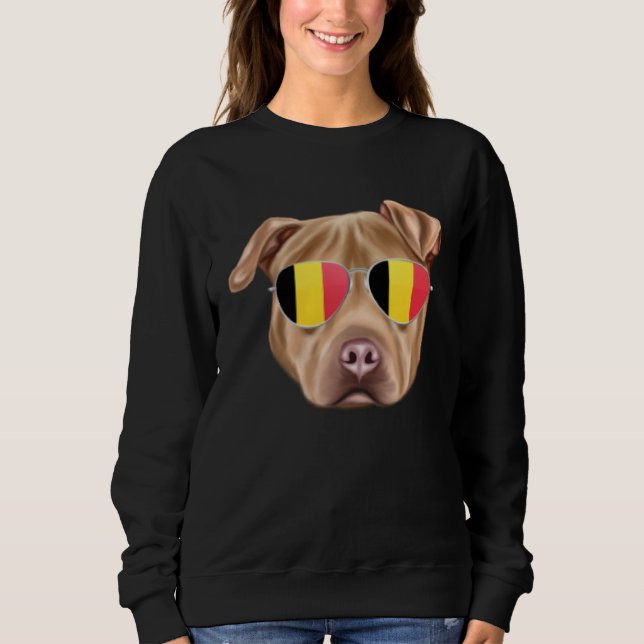 Belgium Flag Usa Staffordshire Terrier Dog Belgium T Shirt (Framsida)
