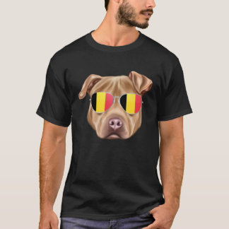 Belgium Flag Usa Staffordshire Terrier Dog Belgium T Shirt