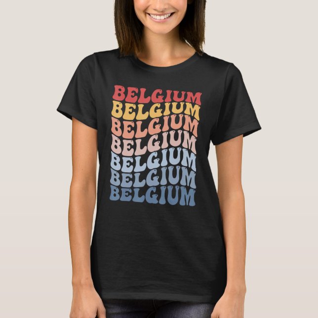 Belgium Groovy Retro Belgian T Shirt (Framsida)