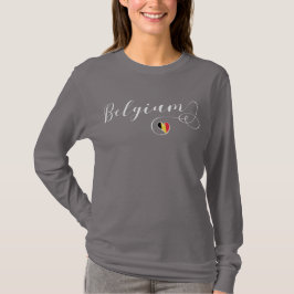 Belgium Heart Tee Shirt, Belgiska Flagga Shirt