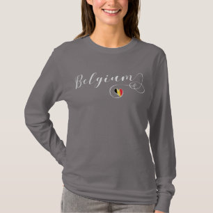 Belgium Heart Tee Shirt, Belgiska Flagga Shirt