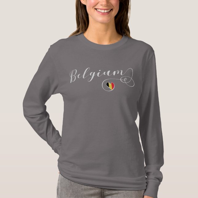 Belgium Heart Tee Shirt, Belgiska Flagga Shirt (Framsida)