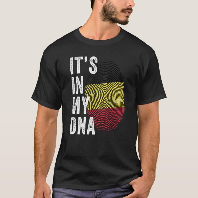 Belgium It's In My DNA Cute Belgian Flag Fingerpri T Shirt (Framsida)