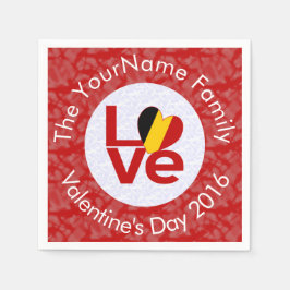 Belgium Röd KÄRLEK Flagga Personlig  Pappersservett