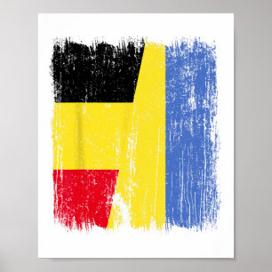 Belgium Ukraina Halv Flagga Belgisk Ukrainsk Arv Poster