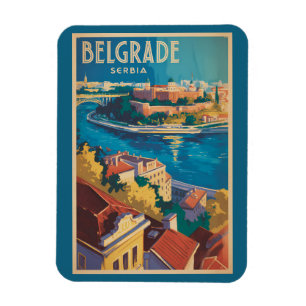 Belgrad Serbien Flod Illustration Resa Konst Magnet
