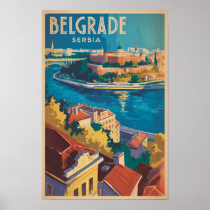 Belgrad Serbien Flod Illustration Resa Konst Poster