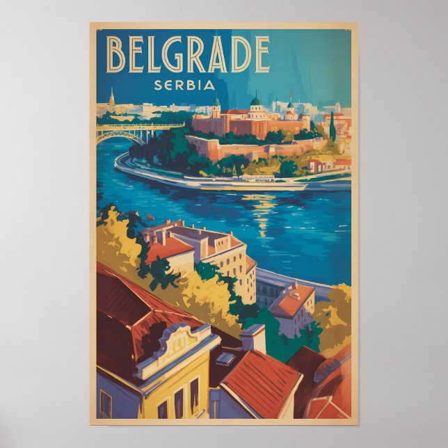 Belgrad Serbien Flod Illustration Resa Konst Poster (Framsidan)