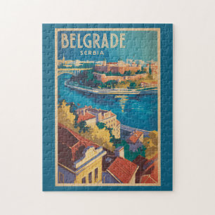 Belgrad Serbien Flod Illustration Resa Konst Pussel