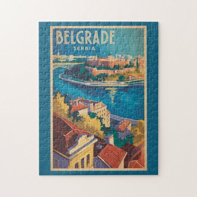 Belgrad Serbien Flod Illustration Resa Konst Pussel (Vertikal)