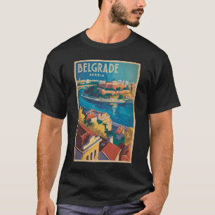 Belgrad Serbien Flod Illustration Resa Konst T Shirt