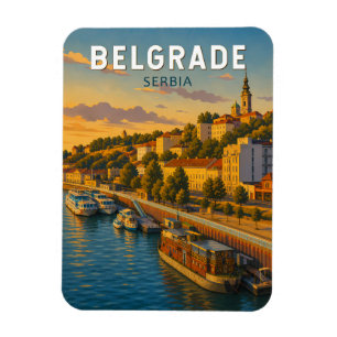 Belgrad Serbien Illustration Resa Konst Vintage Magnet