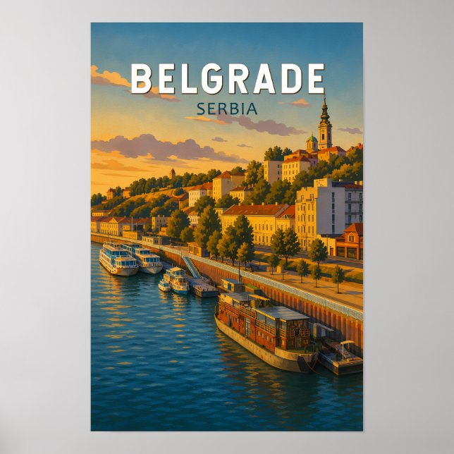 Belgrad Serbien Illustration Resa Konst Vintage Poster (Framsidan)