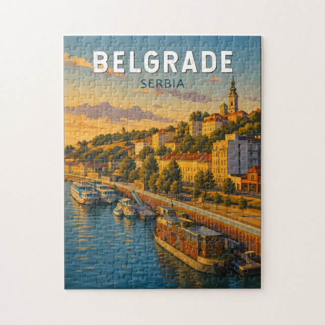 Belgrad Serbien Illustration Resa Konst Vintage Pussel (Vertikal)