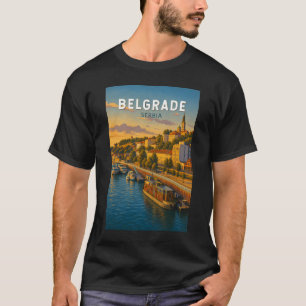 Belgrad Serbien Illustration Resa Konst Vintage T Shirt