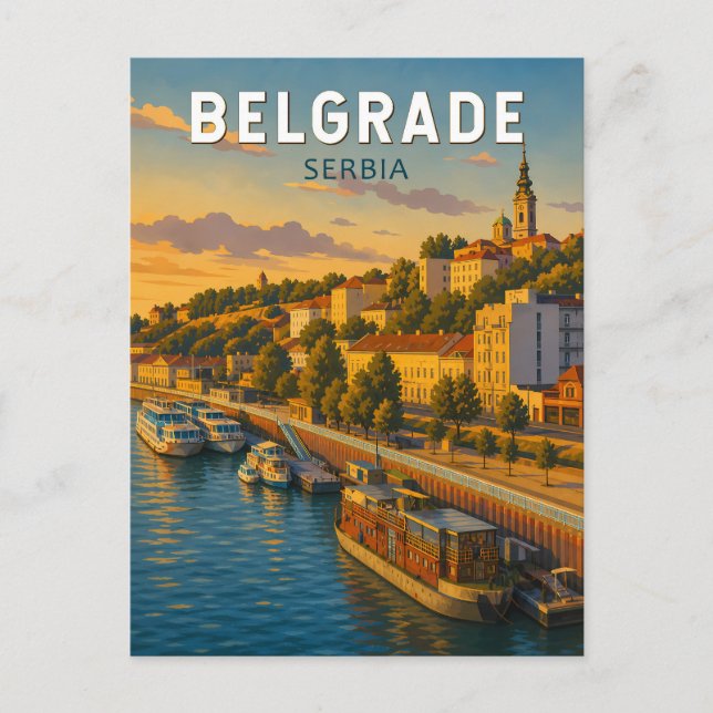 Belgrad Serbien Illustration Resa Konst Vintage Vykort (Framsida)