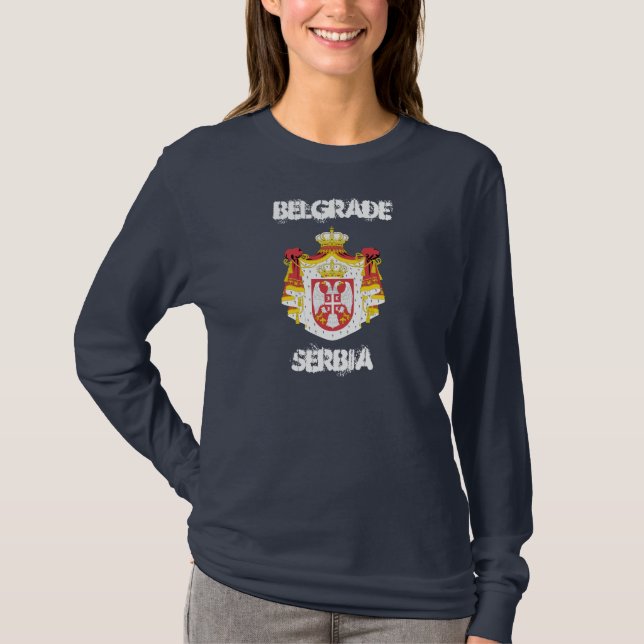 Belgrad, Serbien med jackande av arm T-shirt (Framsida)