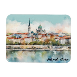 Belgrad Serbien Silhouette Watercolor Painting Magnet