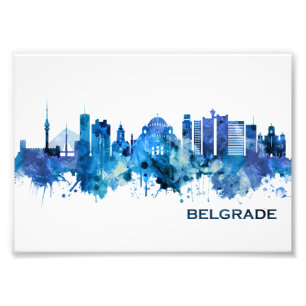 Belgrad Serbien Skyline Blue Fototryck