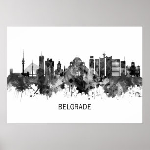 Belgrad Serbien Skyline BW Poster