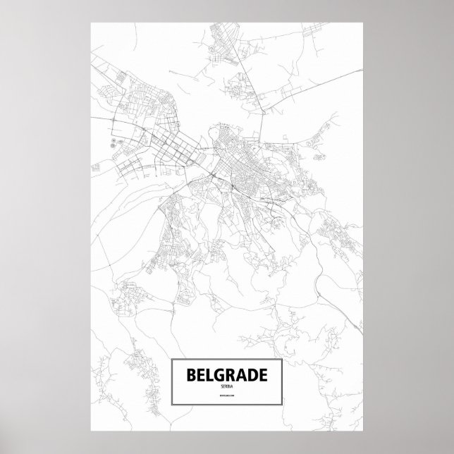 Belgrad, Serbien (svart på vitt) Poster (Framsidan)