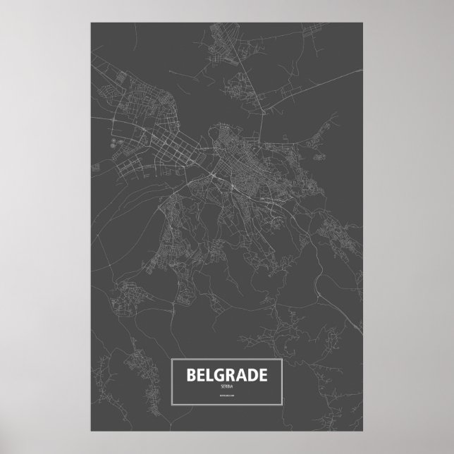 Belgrad, Serbien (vit på svart) Poster (Framsidan)