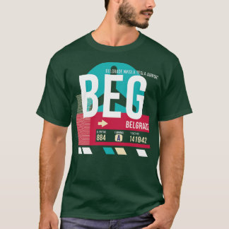 Belgrad Serbiens BEG-flygplatskod Märkre för bagag T Shirt