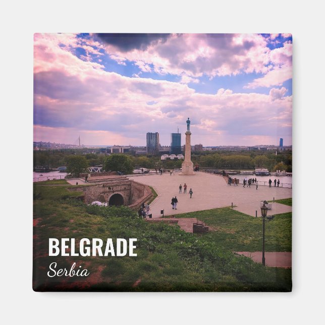 Belgrad souvenir magnet vy från Kalemegdan (Framsidan)