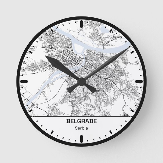 Belgrade Clock City Line Art Rund Klocka (Framsida)