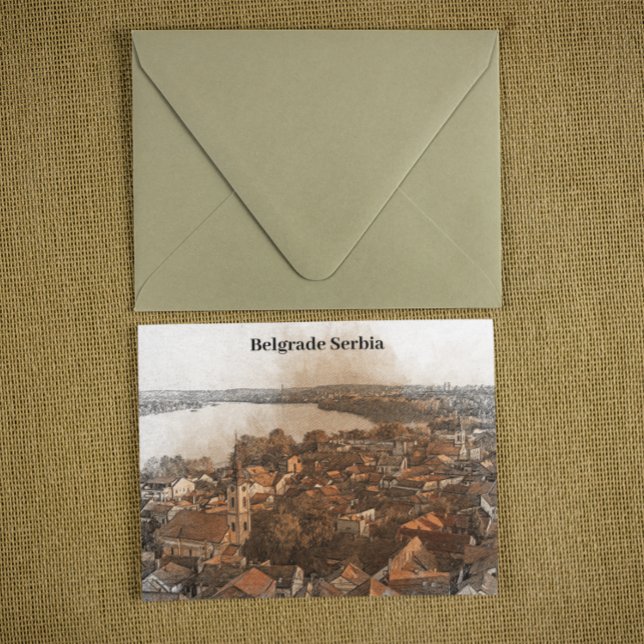 Belgrade Serbiska Skyline Panorama View Vykort (belgrade serbia city view travel postcard)