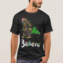 Believe Bigfoot Sasquatch Santa Hat Christmas T Shirt