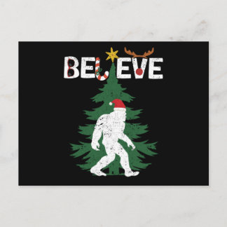 Believe Bigfoot Sasquatch Yeti Christmas Hat Vykort