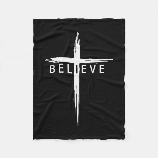 Believe Christian Cross Jesus Christ Christians Me Fleecefilt (Framsidan)
